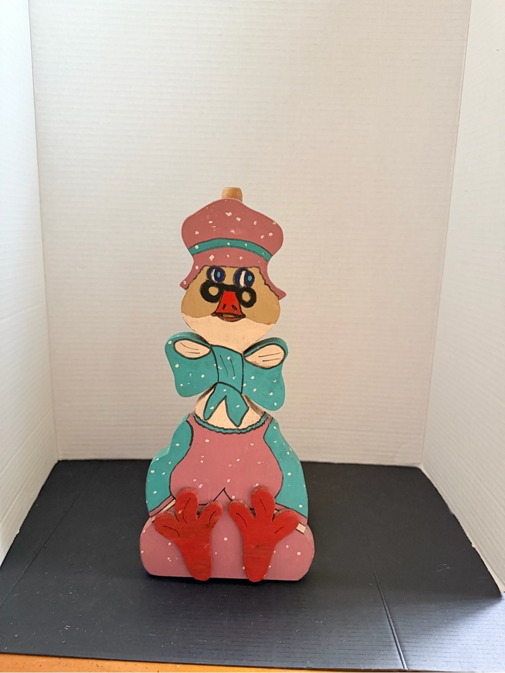vintage hand-painted wood chicken paper towel holder,